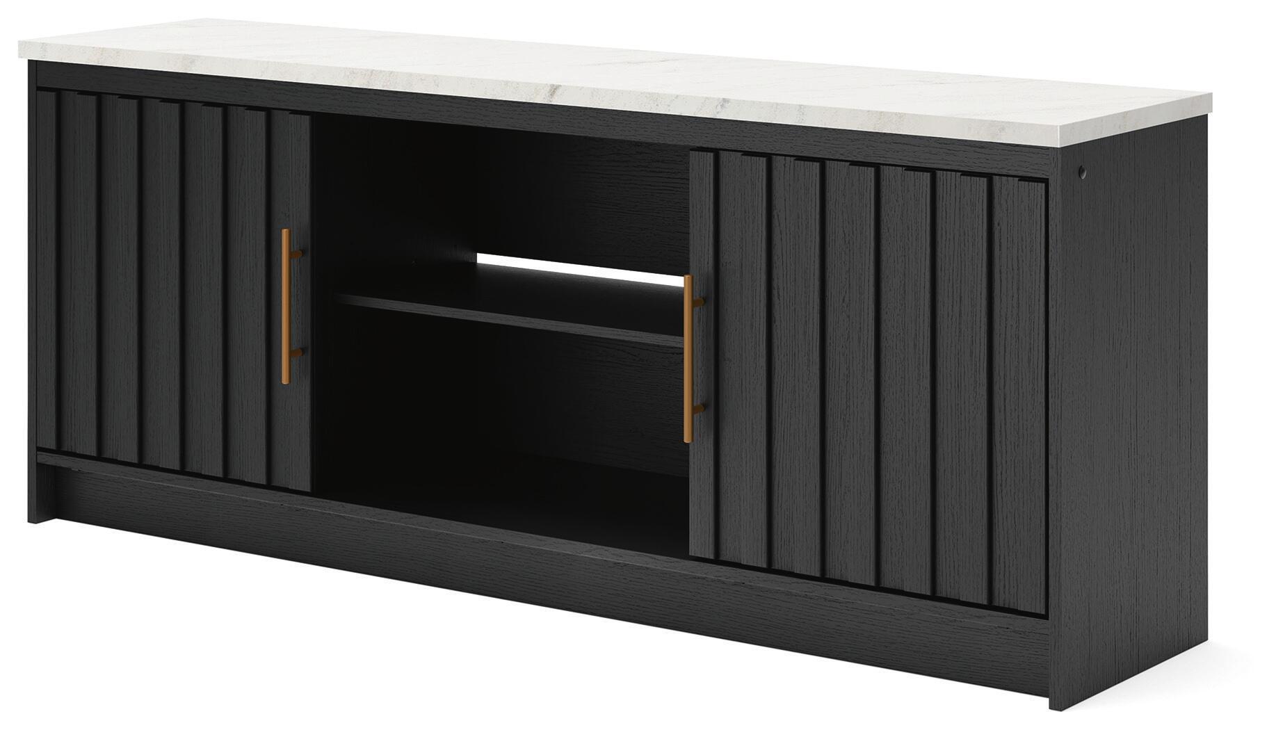 Cadmori - XL TV Stand With Fireplace Option - Black / White