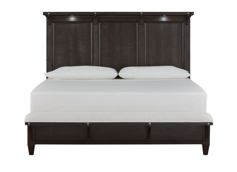 Sierra - Complete Lighted Panel Bed With Upholstered Footboard