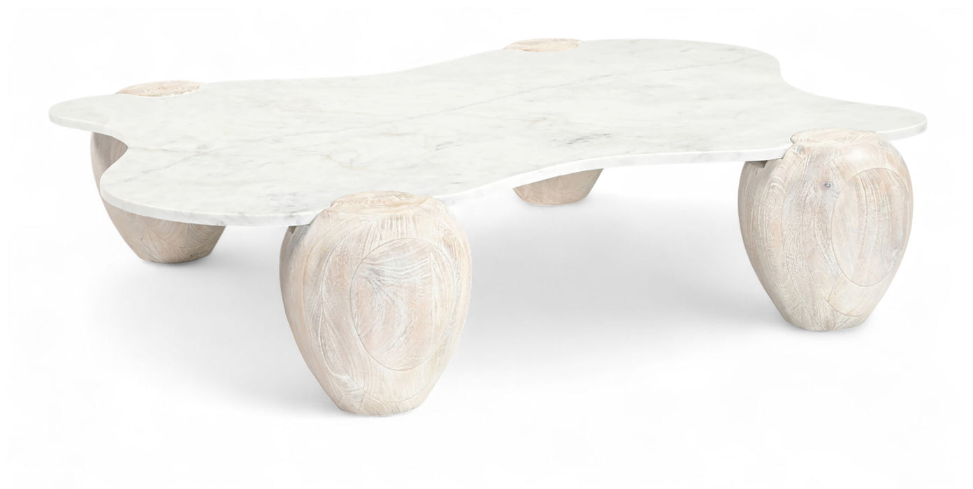 Liona - Marble And Acacia Wood Coffee Table
