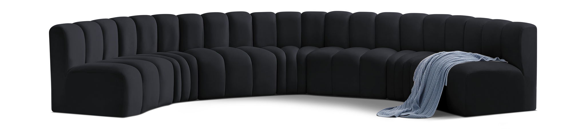 Arc - Velvet 7 Piece U-Shaped Modular Sofa