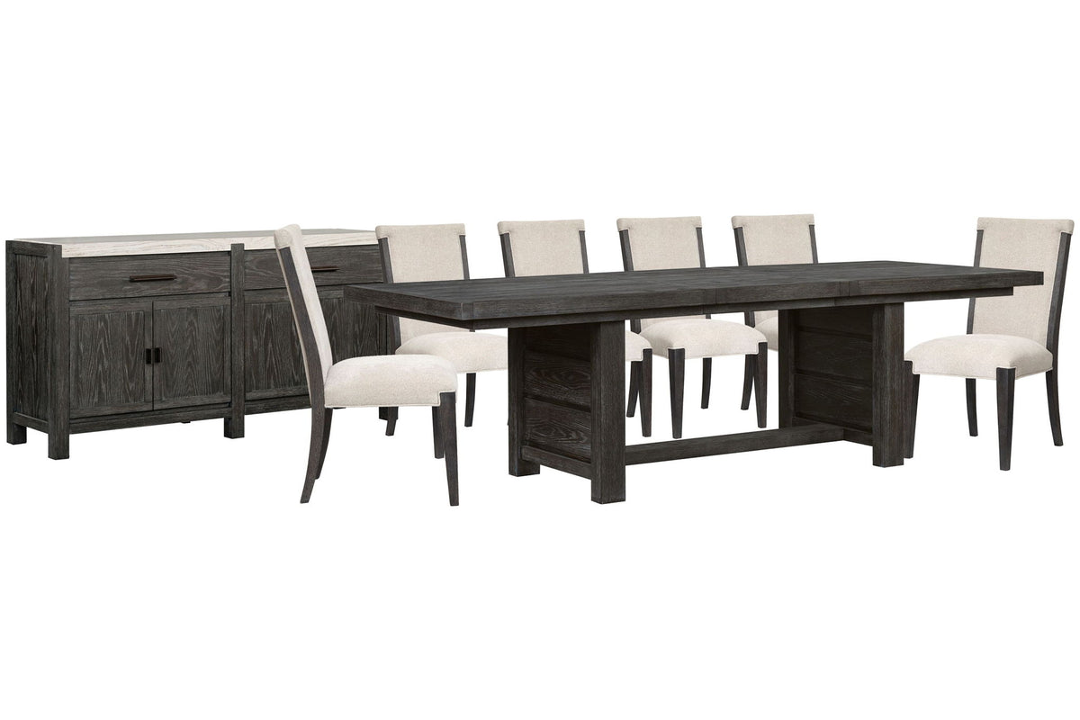 Plum Creek - 8 Piece Extendable Trestle Dining Table Set