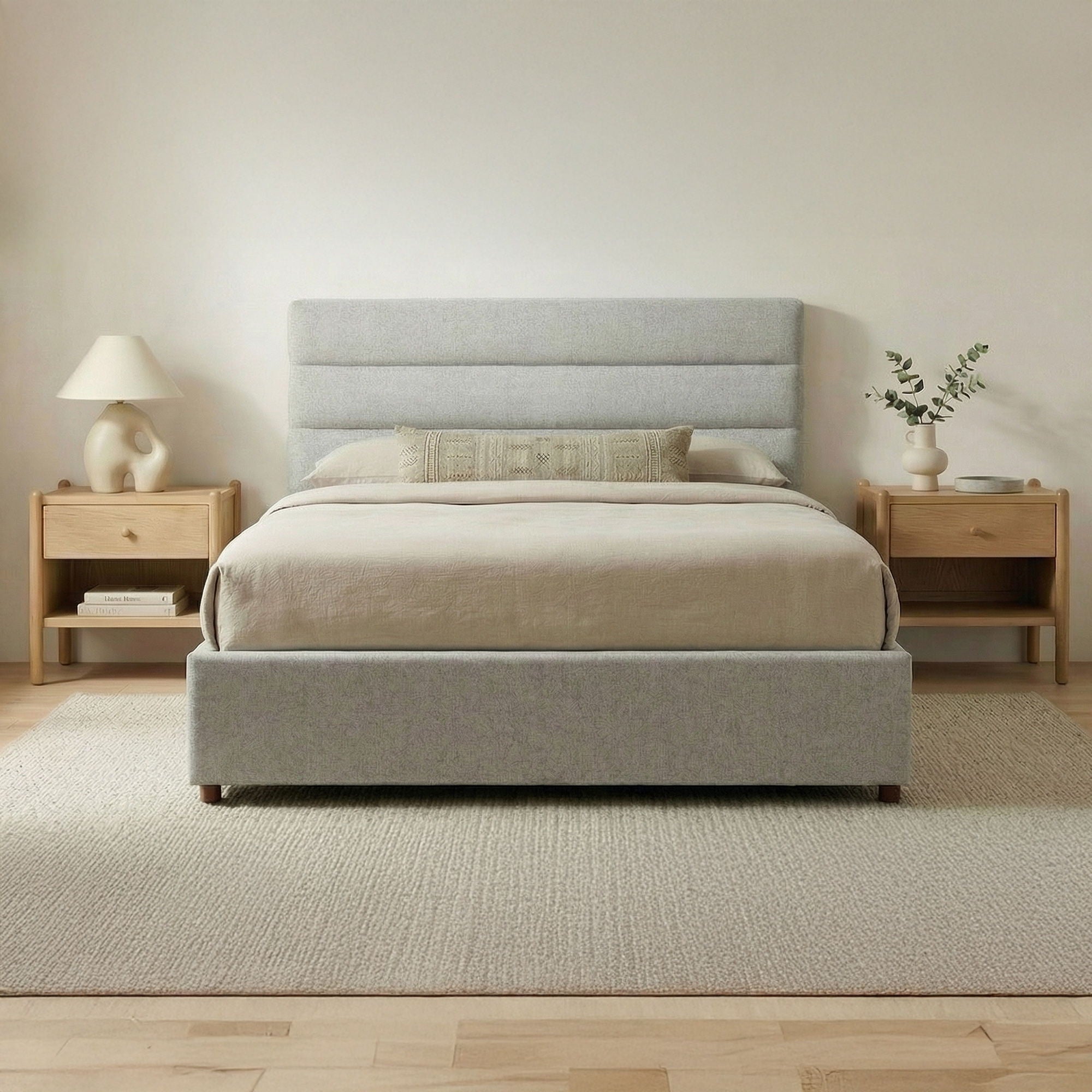 Takio - Queen Bed - Light Gray