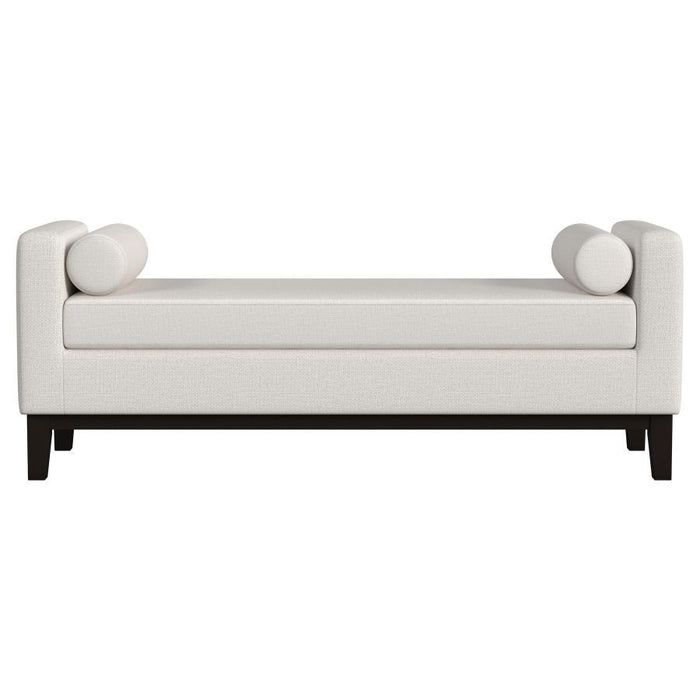Rosie - Upholstered Accent Bench With Armrests - Vanilla