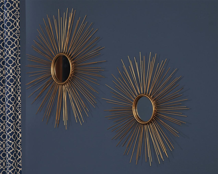 Doniel - Accent Mirror Set (Set of 2) - Antique Gold Finish
