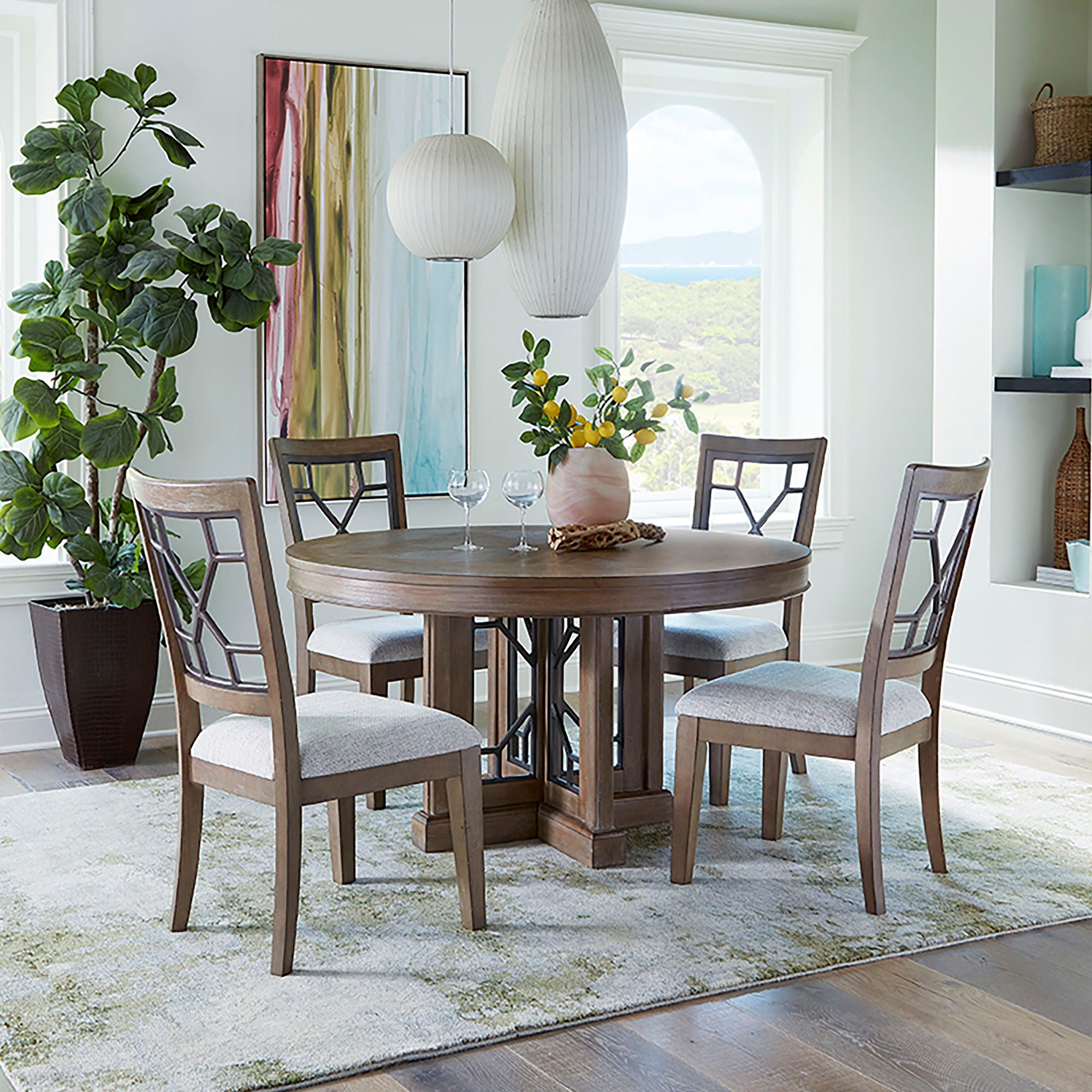 Sundance Dining - Grid Back Dining Chair (Set of 2) - Sandstone