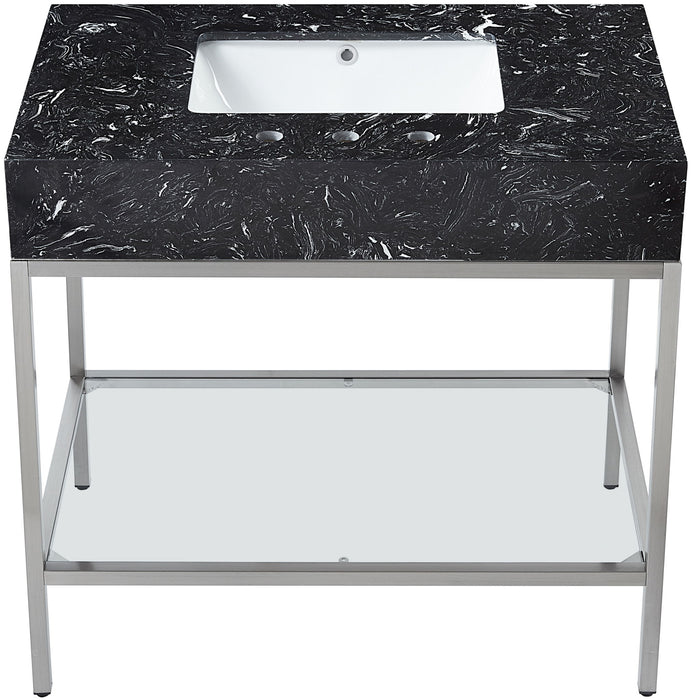 Marmo - Engineered Marble Bathroom Vanity With Chrome Base