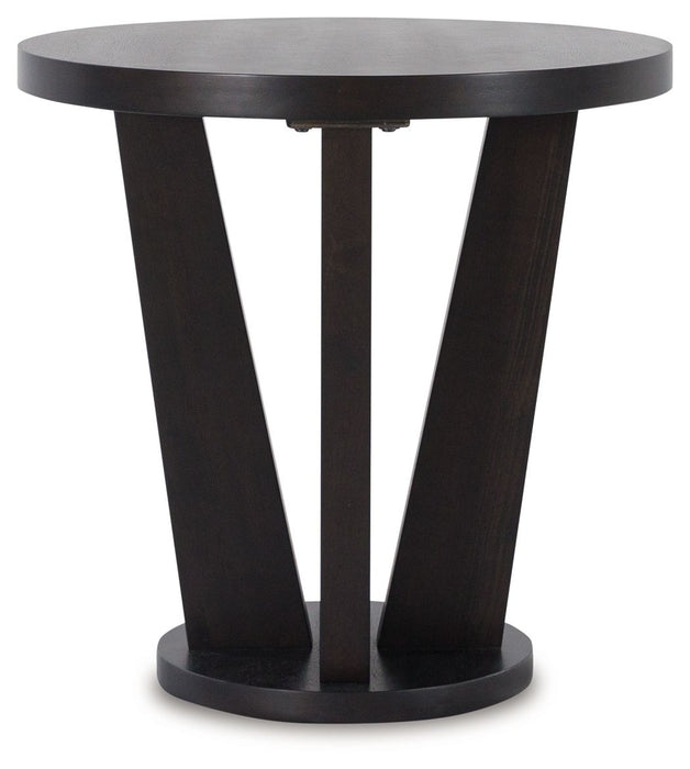 Chasinfield - Round End Table - Dark Brown