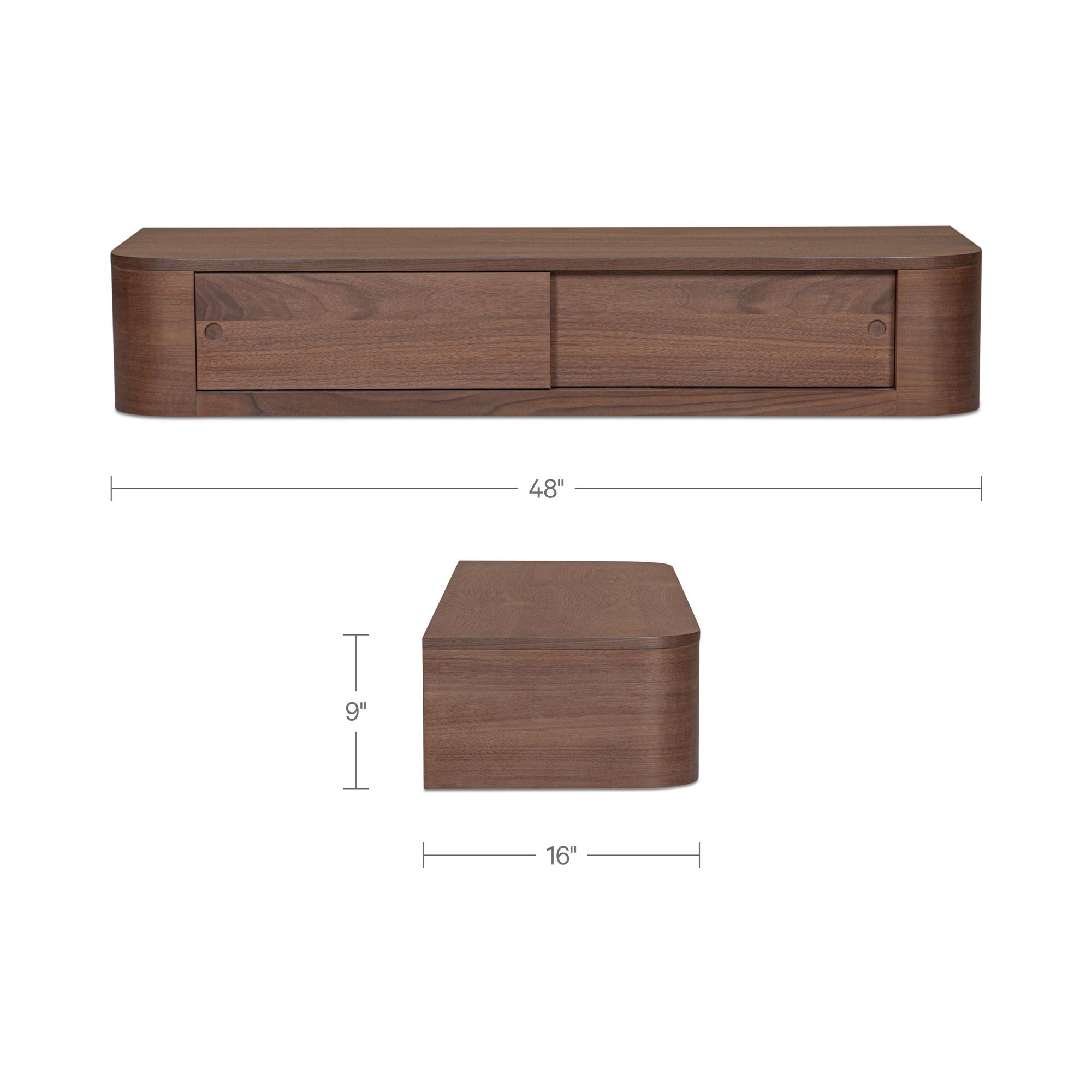 Round - Off Floating Console Table - Walnut / Brown