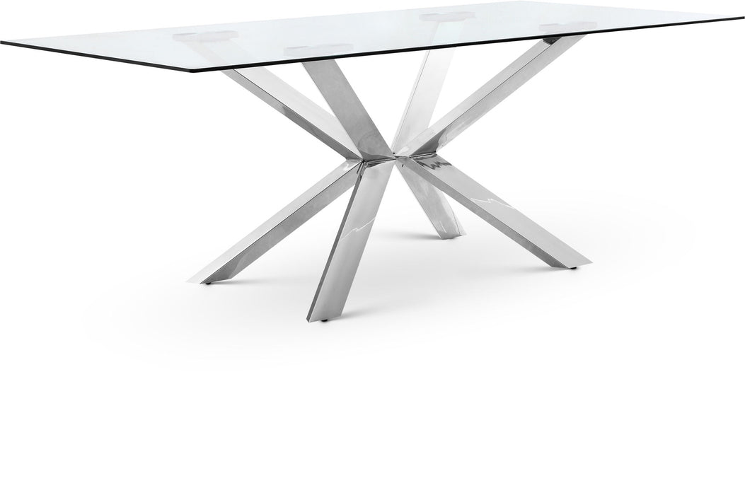 Juno - Glass Dining Table - Pearl Silver