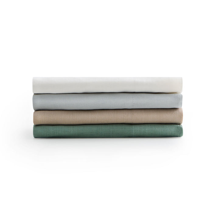 Linen-Weave Cotton King Sheet Set - White