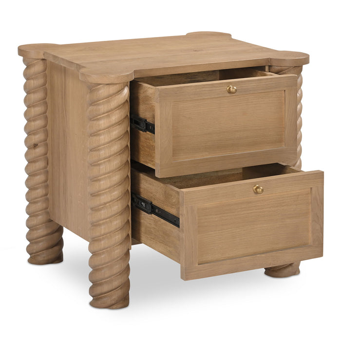 Treccia - 2 Drawer Nightstand - Oak