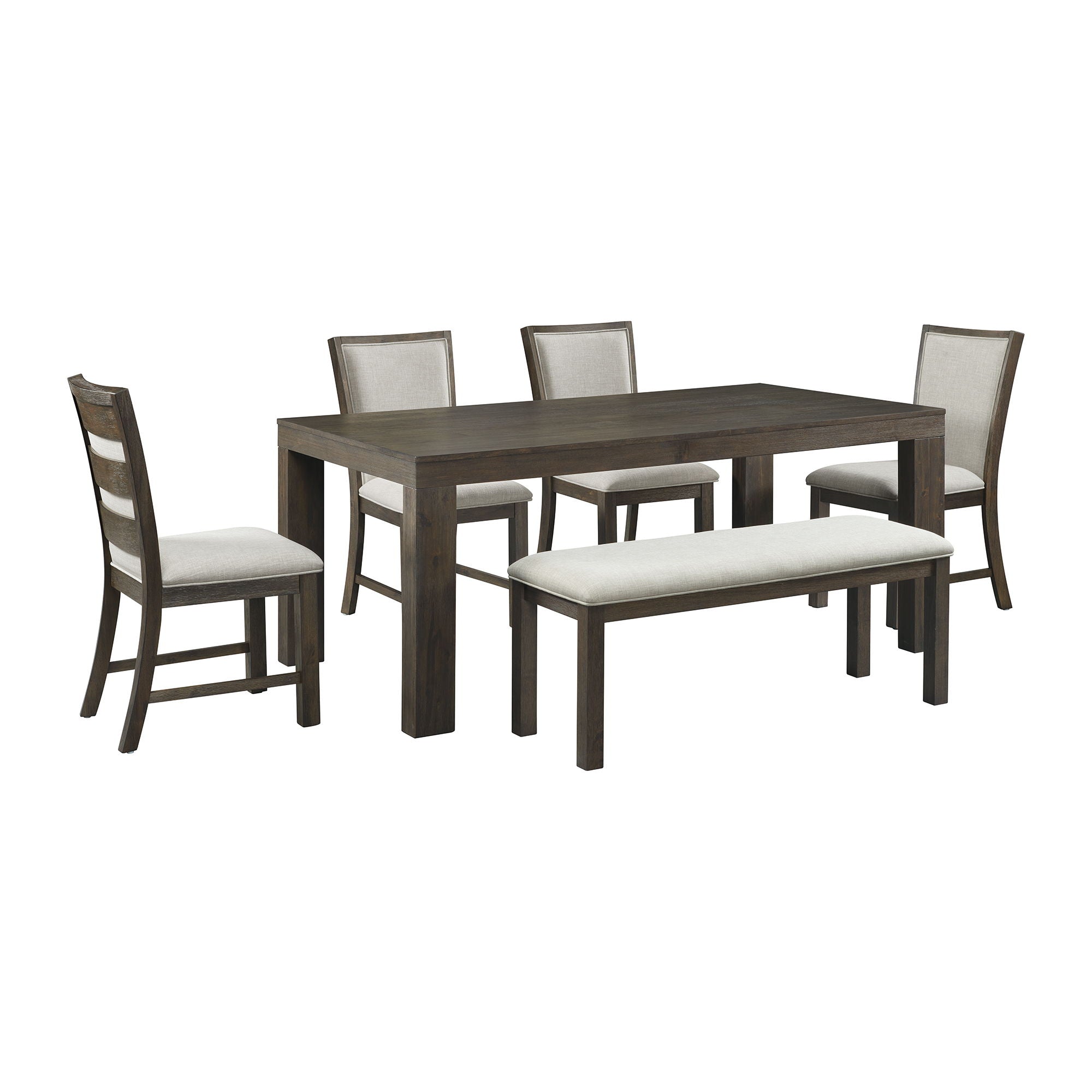 Grady - 6 Piece Dining Set (72" Table, 4 Chairs, Bench) - Brown