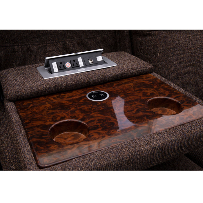 Orpheus - Power Drop Down Console Sofa - Hedge Teak