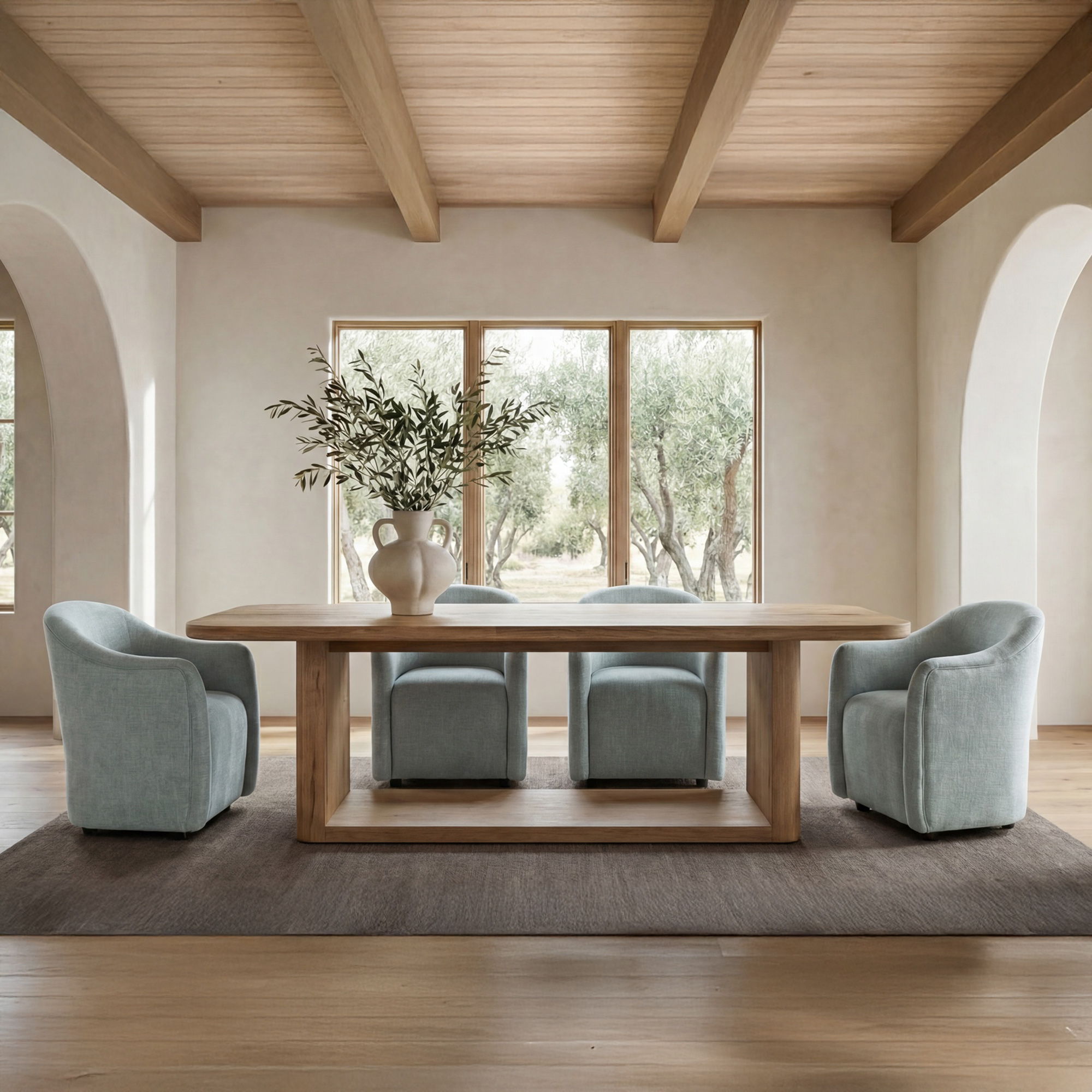 Drava - Rolling Dining Chair - Light Blue