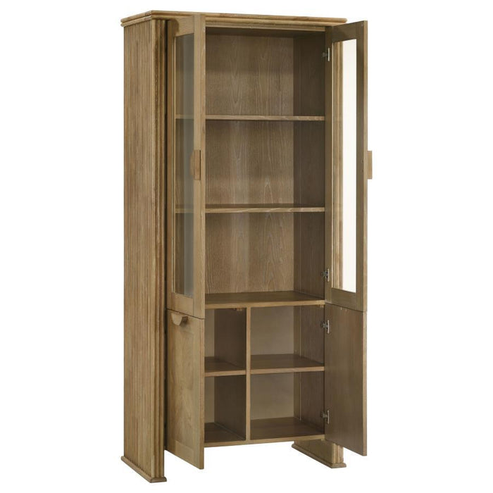 Adina - 77" Tall Display Cabinet - Distressed Light Brown