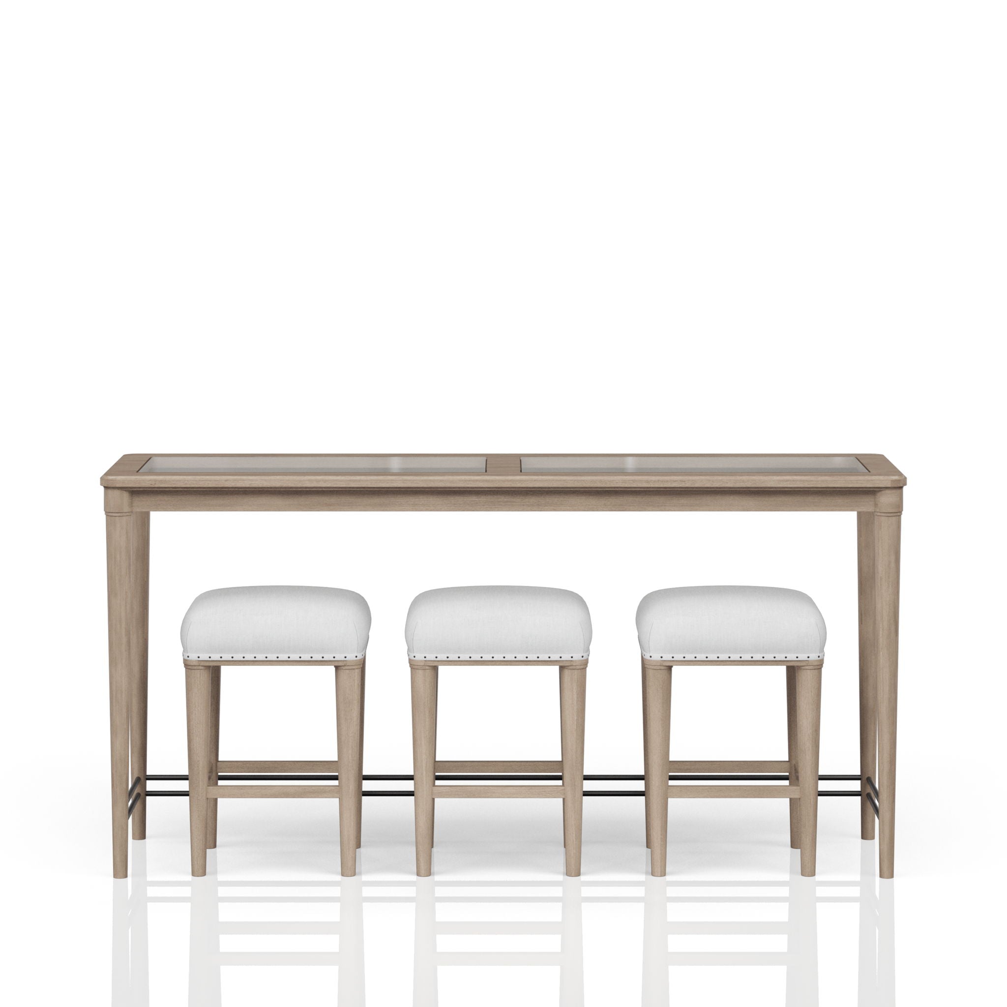 Citrus Heights - Frosted Glass Console Table With 3 Stools - Sand