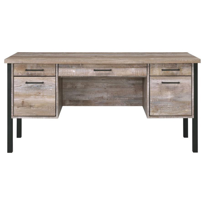 Samson - 4-Drawer Office Computer Desk - Weathered Oak