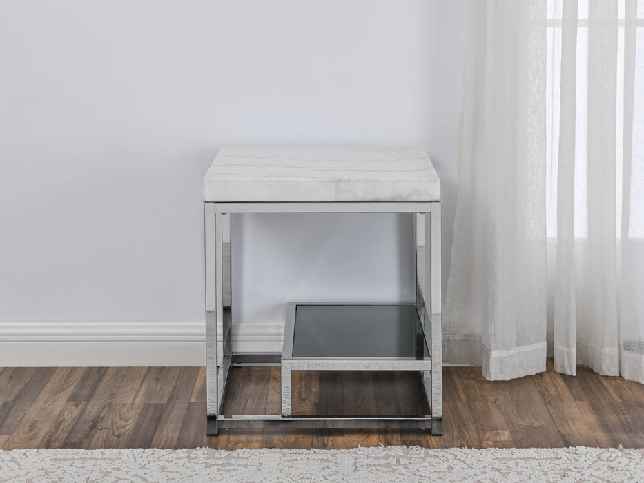 Aston - White Marble Top End Table - White