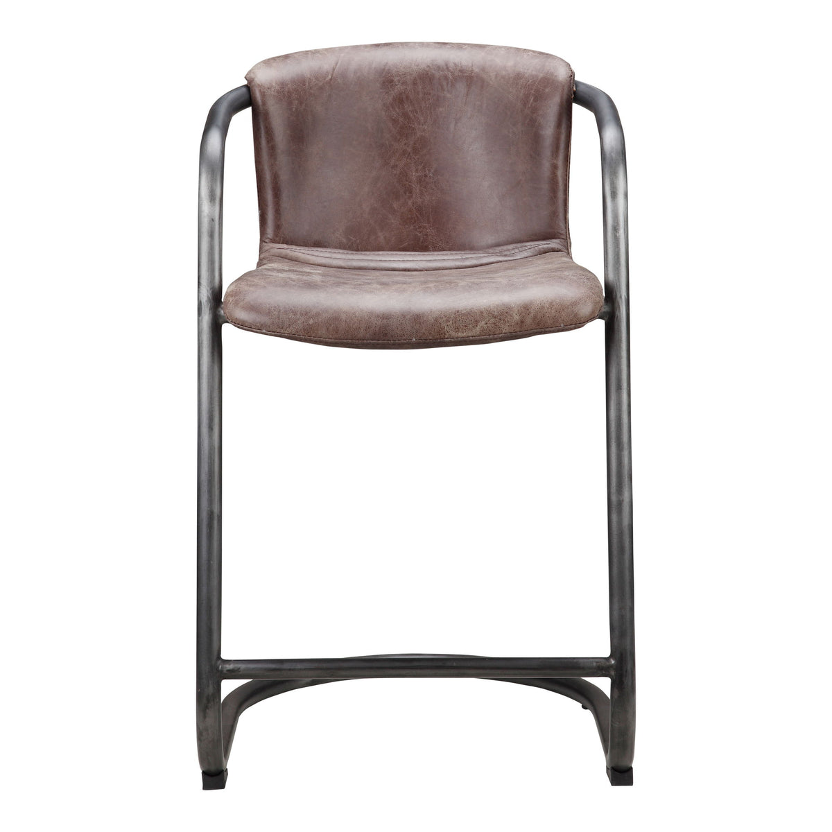 Freeman - Leather Counter Stool (Set of 2) - Grazed Brown