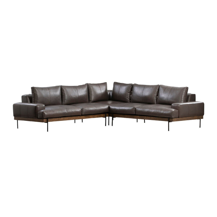 Largo - Leather Sectional Sofa - Brown