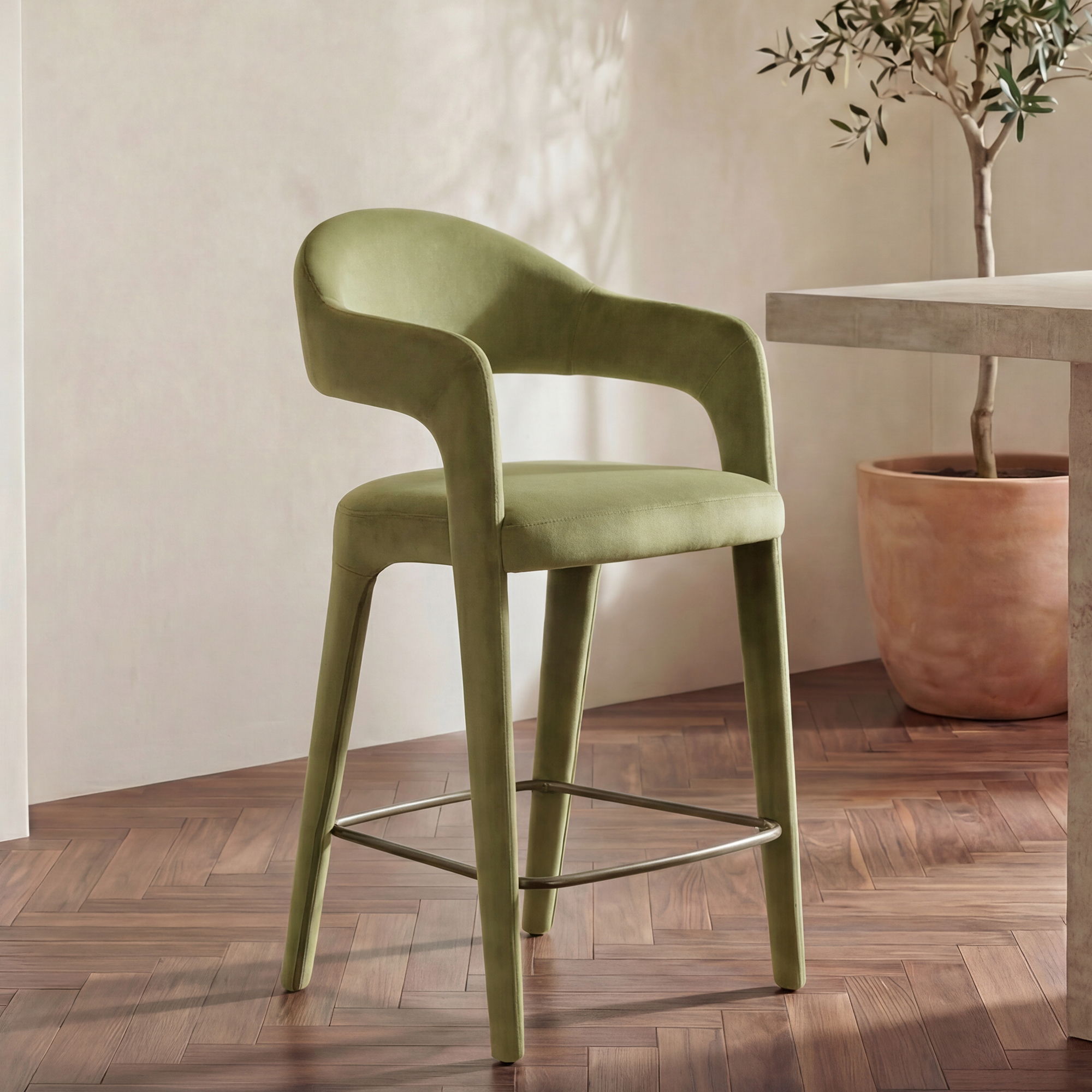 Martens - Counter Stool Velvet - Green