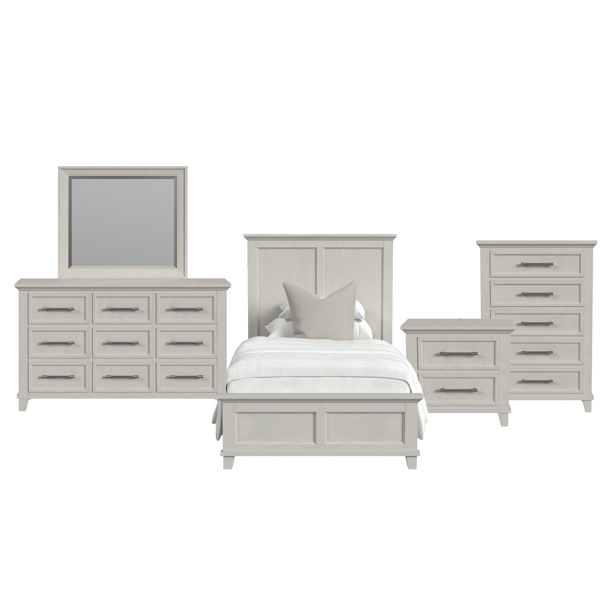 Canterbury - Twin Panel 5 Piece Bedroom Set - Ivory