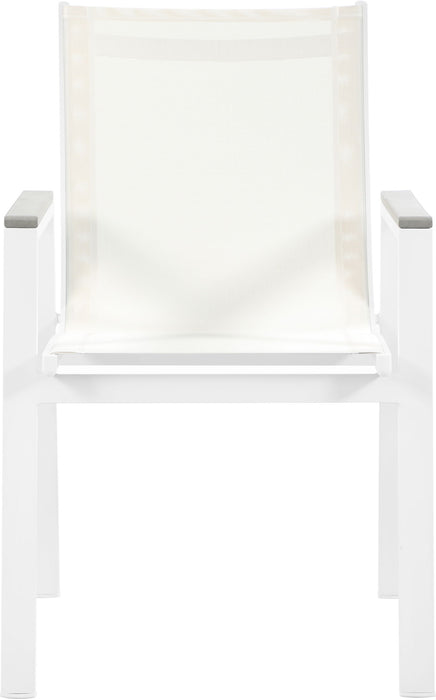 Nizuc - Outdoor Patio Dining Arm Chair With White Frame And Gray Arms (Set of 2)