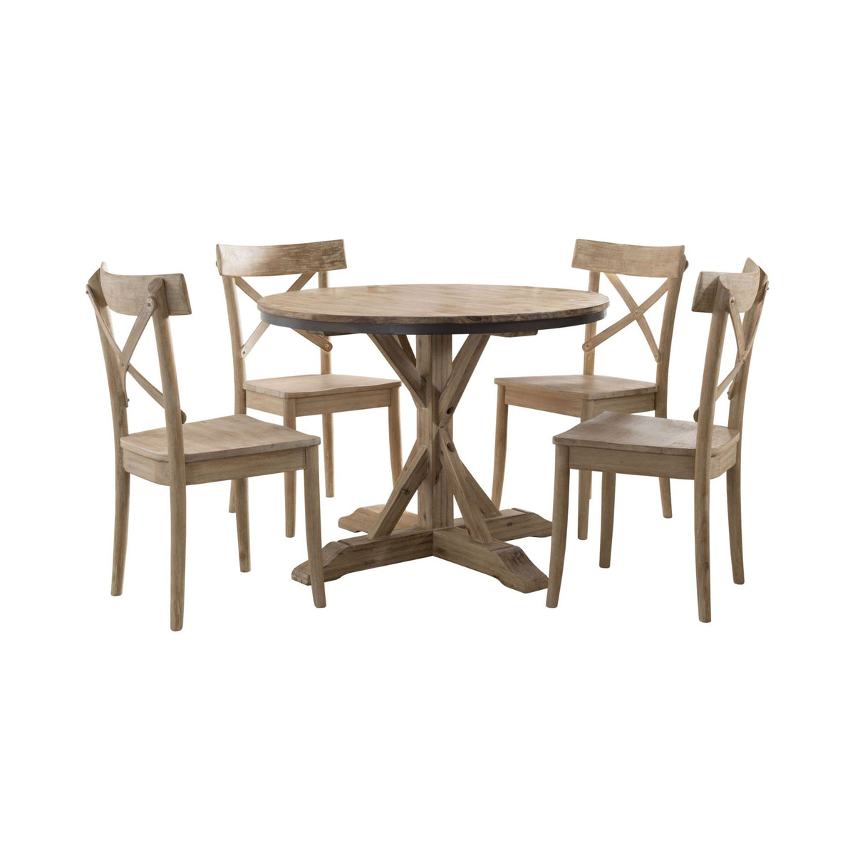 Callista - Round Standard Height 5 Piece Dining Set (Table And Four Chairs) - Beach