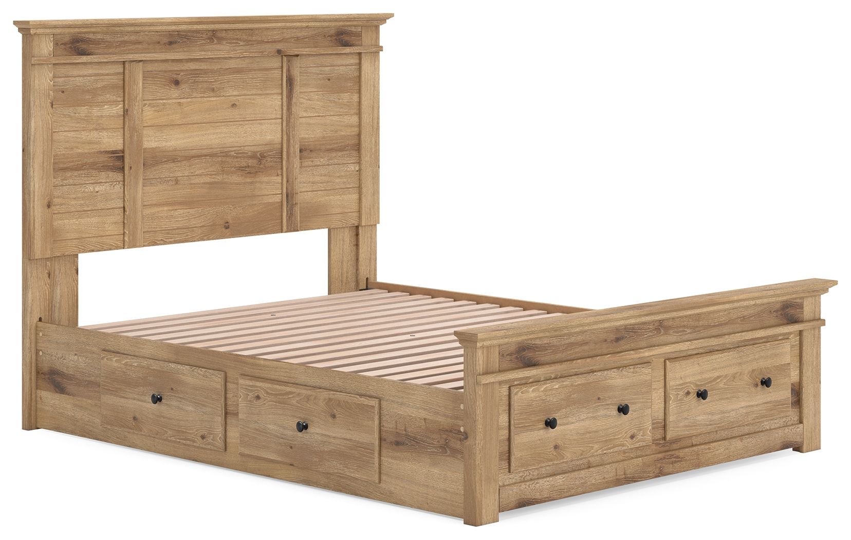 Makidern - Panel Storage Bed With Under Bed Storage Unit And Storage Footboard