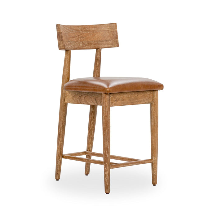 Alvaro - Leather Counter Stool - Golden Wheat