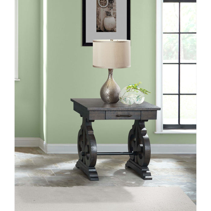 Stone - Chairside Table With PU Base - Dark Walnut