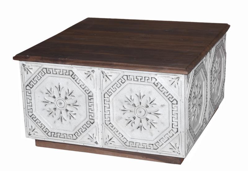 Wood Iron Coffee Table - White