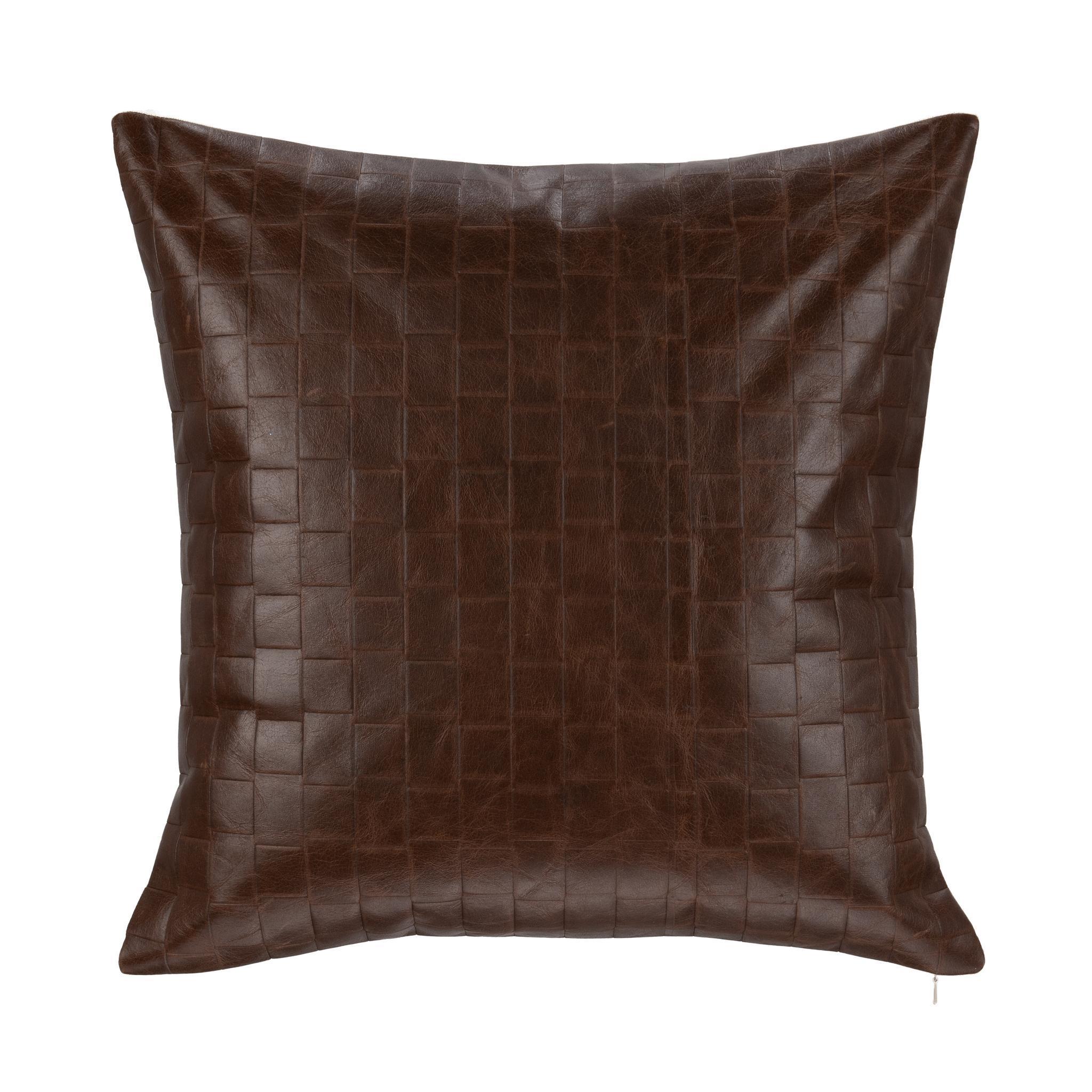 Tranquil Coasts - 20" x 20" Leather Seston Pillow - Brown