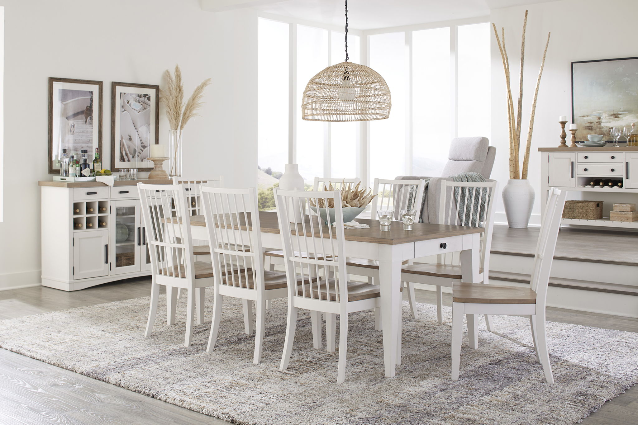 Americana Modern Dining - Rectangular Dining Table With Extensions - Cotton