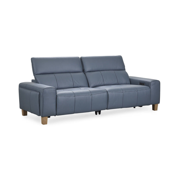 Alea - Leather Power Recliner Sofa - Blue