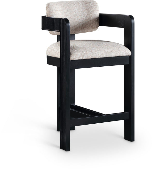Sacha - Linen Stool With Black Base