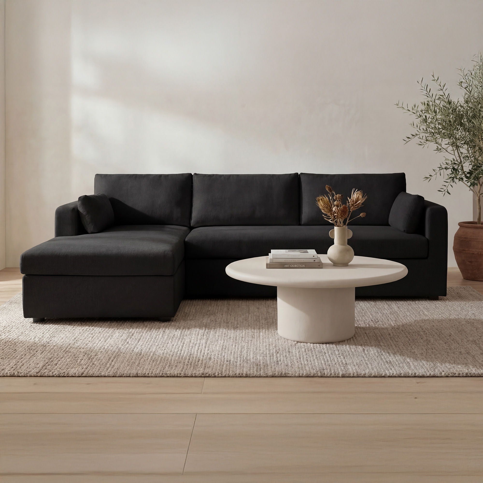 Burrow - Sleeper Sectional With Left Storage Chaise - Black