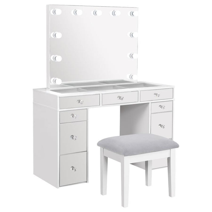 Regina - Makeup Vanity Table Set With Lighting - White