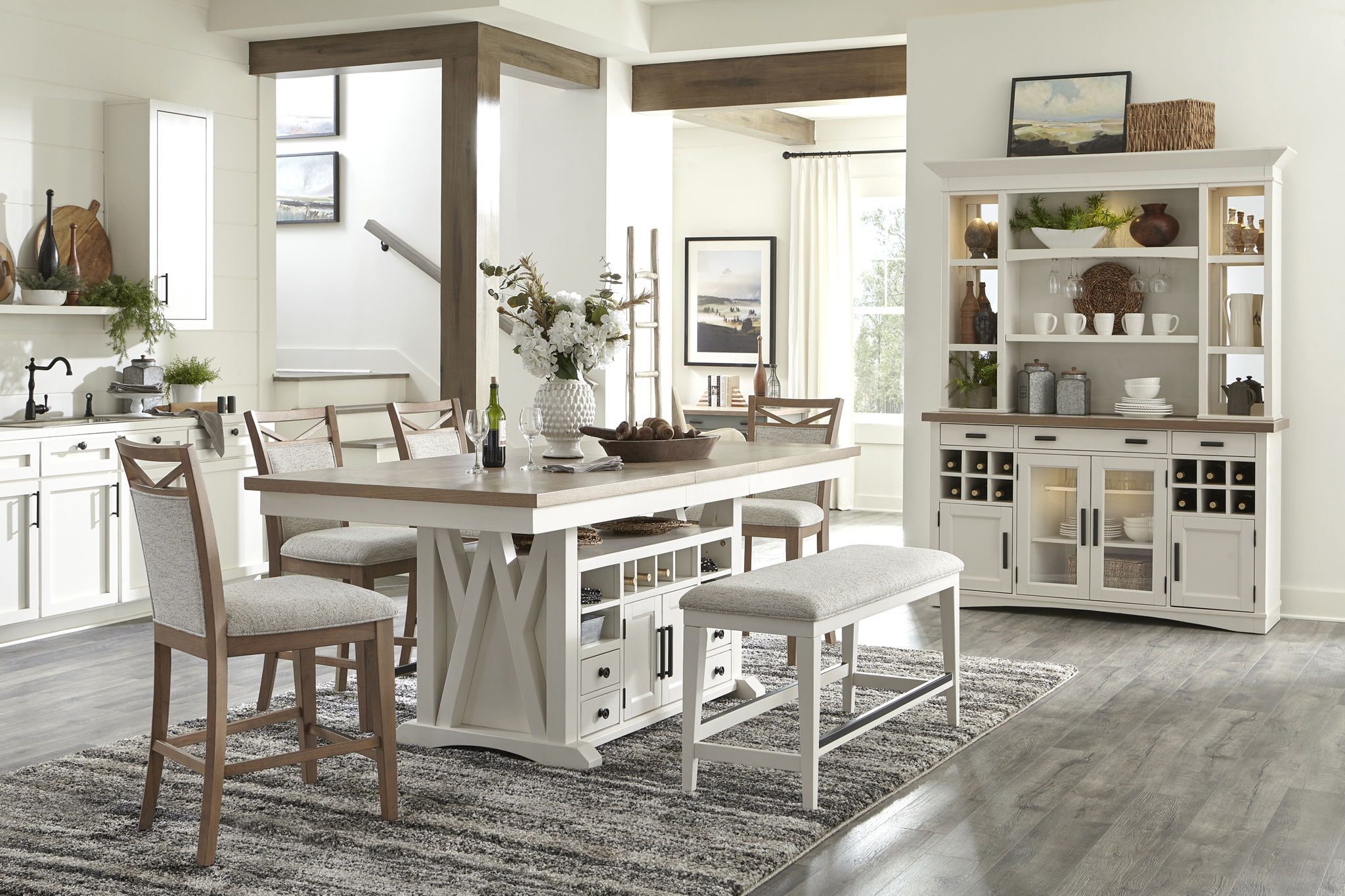 Americana Modern Dining - Upholstered Counter Bench - Cotton