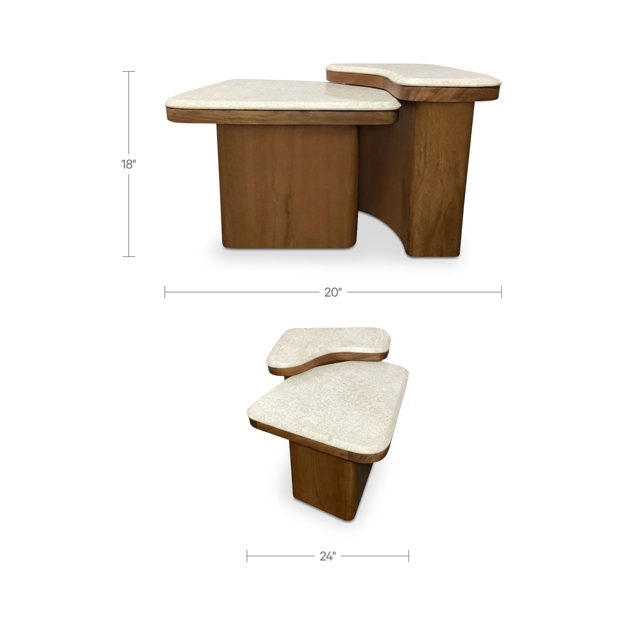 Abi - Nesting Coffee Table Cosmos Marble - Beige / Light Brown