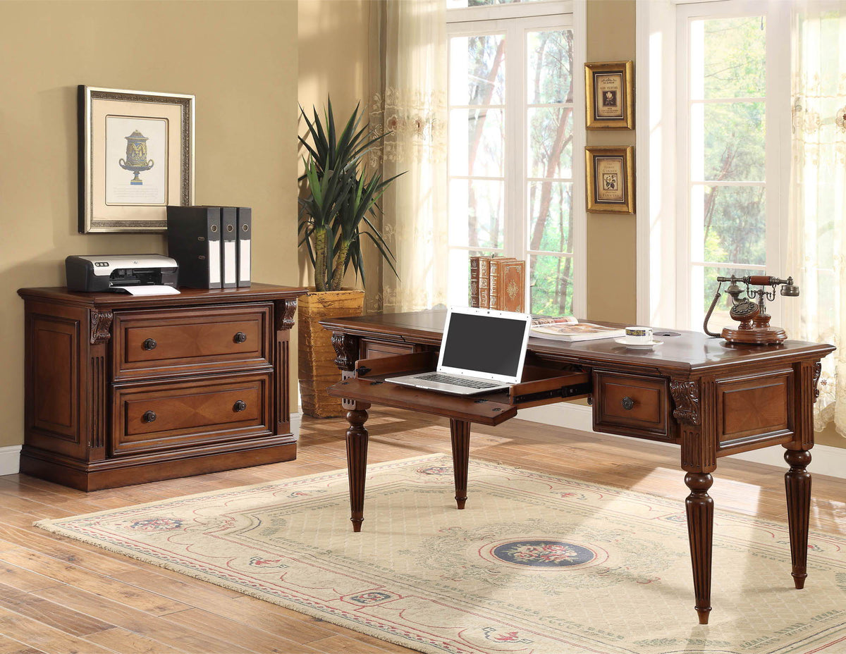 Huntington - Writing Desk - Antique Vintage Pecan