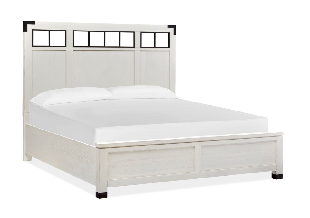 Harper Springs - Queen Panel Bed Metal / Wood Headboard - Silo White