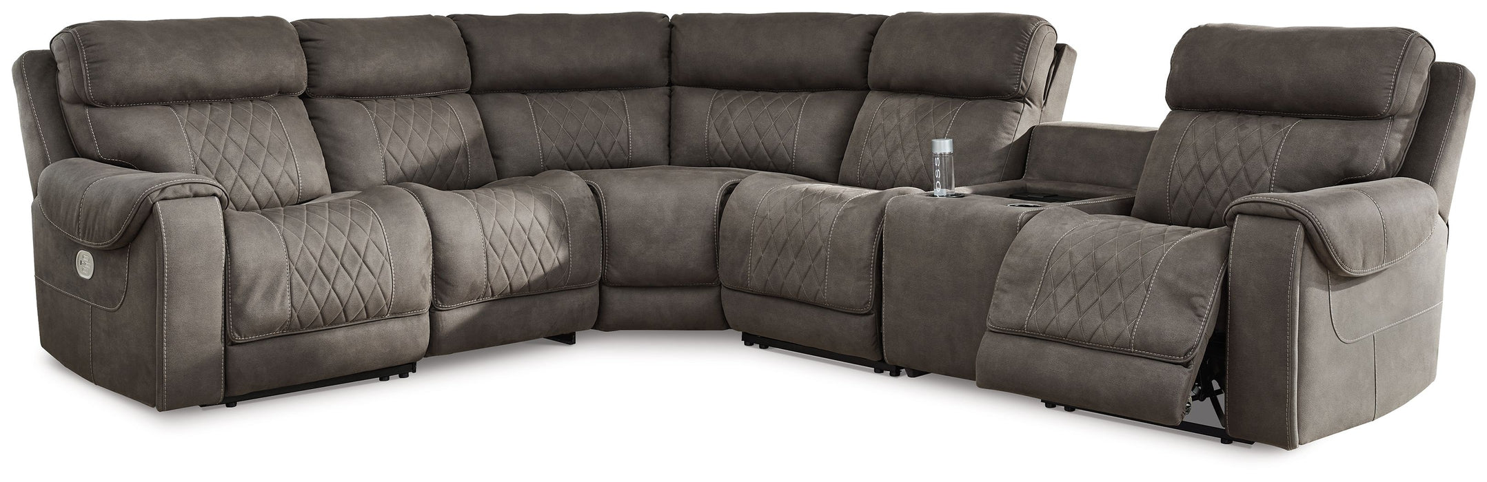 Hoopster - Gunmetal - Zero Wall Power Recliner With Console 6 Pc Sectional