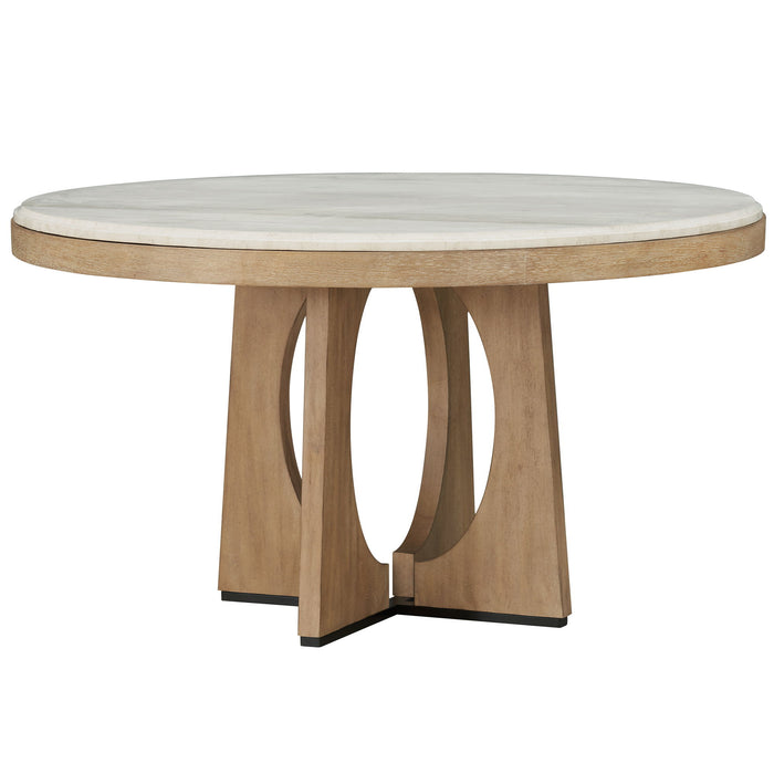 Escape - Round Dining Table - Glazed Natural Oak / Black Metal Trim