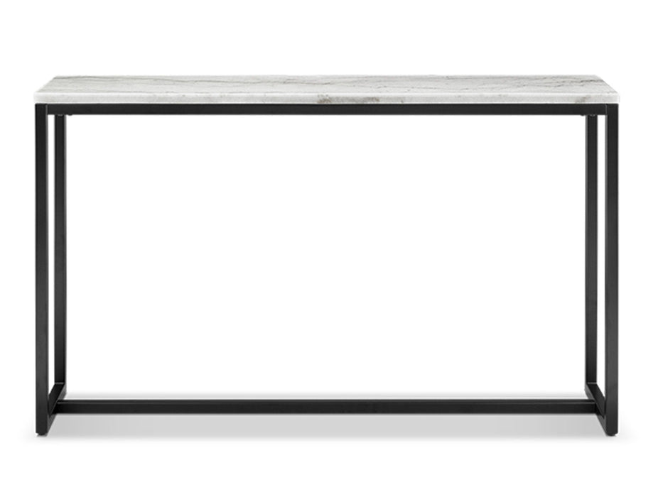 Torin - Rectangular Sofa Table - White Marble And Matte Black