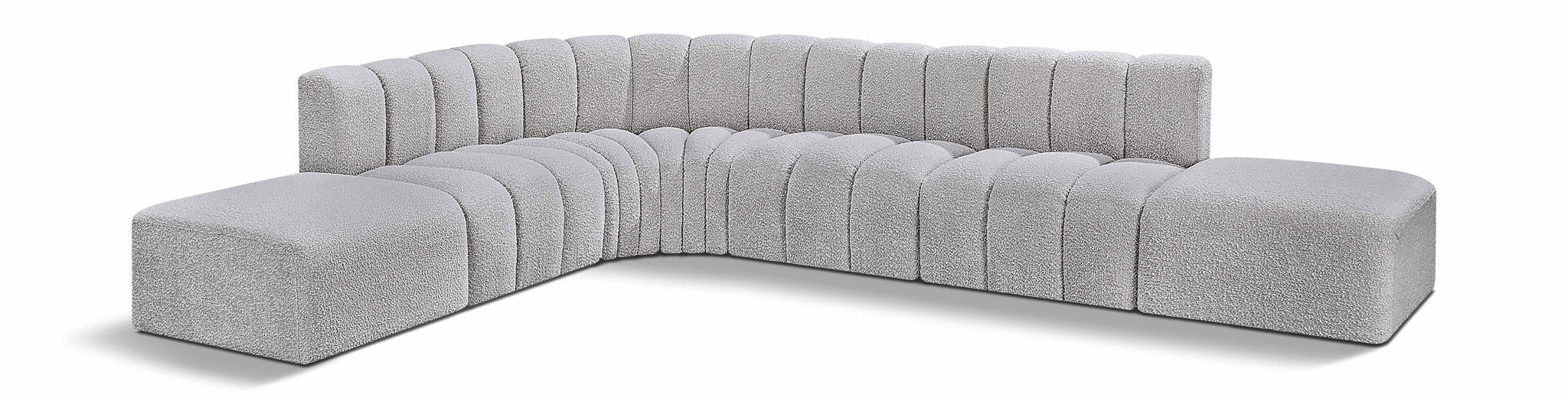 Arc - Boucle Fabric 7 Piece Corner Modular Sofa
