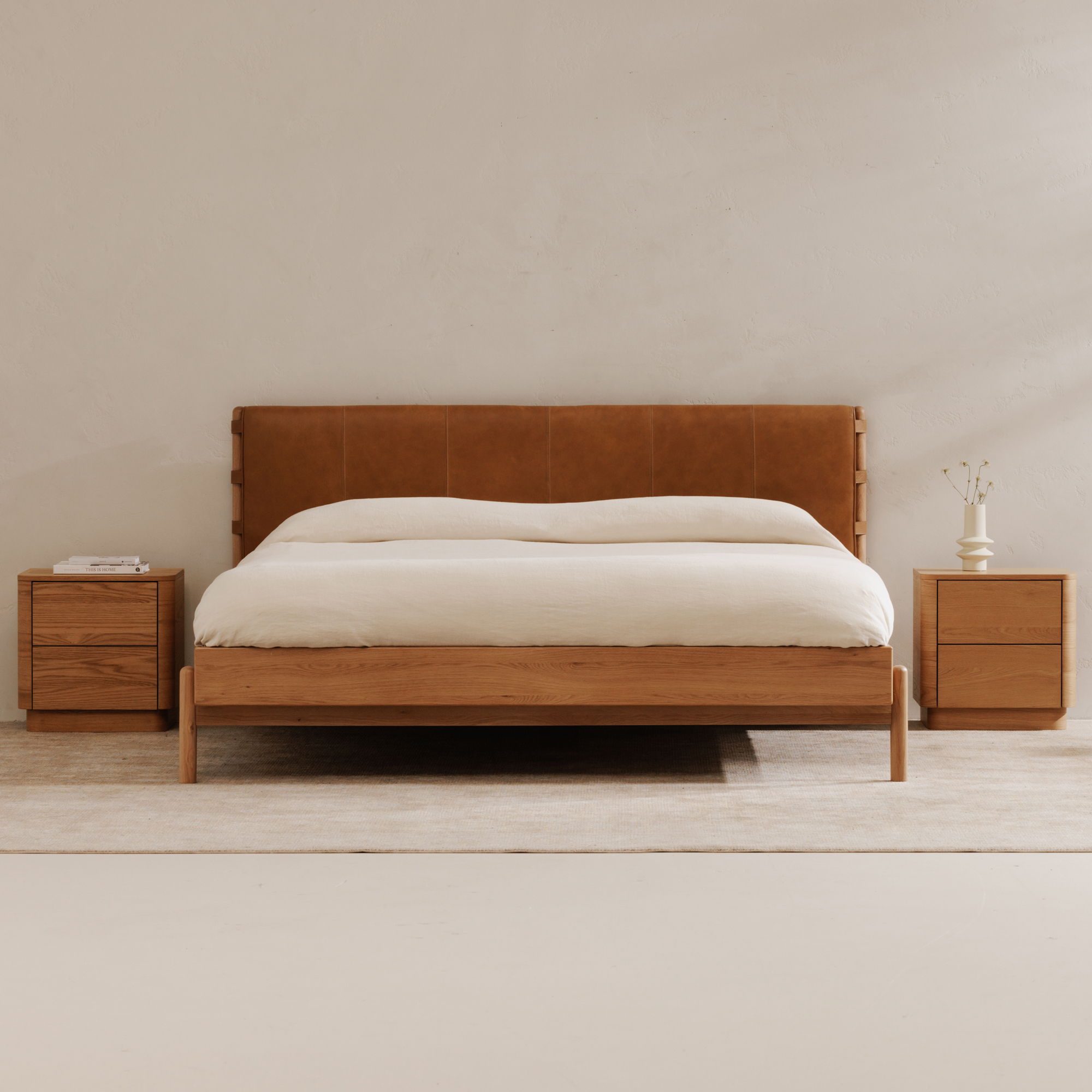 Round Off - Tall Nightstand - Light Brown / Oak
