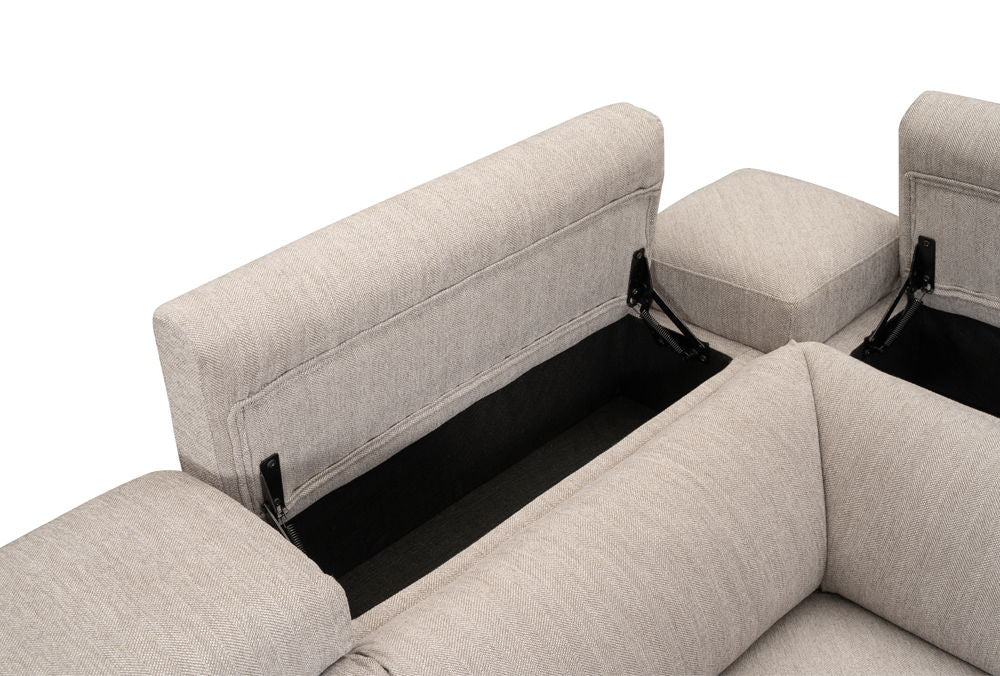 Noho - 4 Piece Modular Power Reclining Sectional with Power Headrests - BISQUE