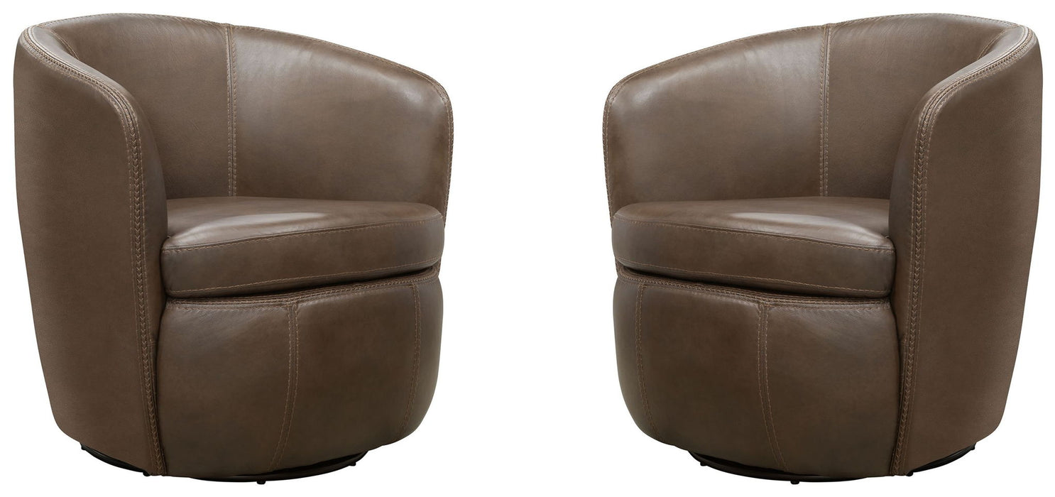 Barolo - 100% Italian Leather Swivel Club Chair (Set of 2)