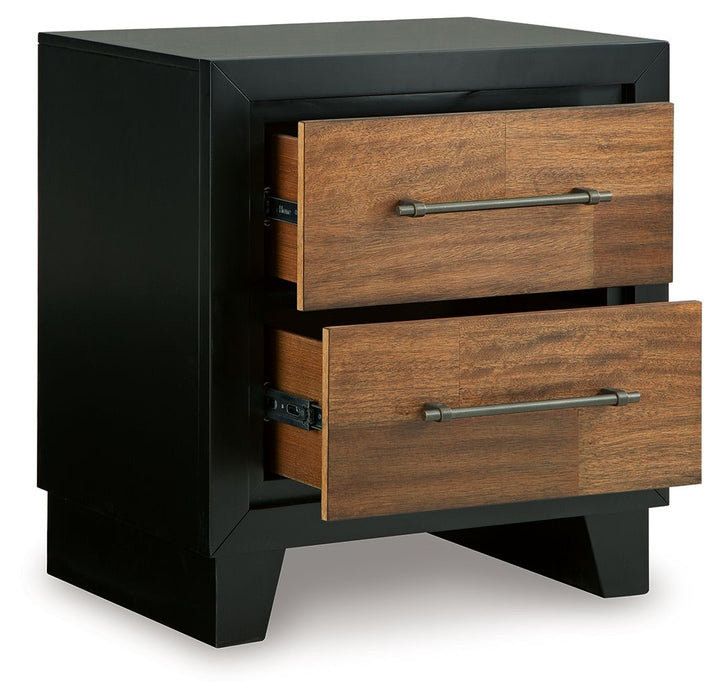 Kraeburn - Brown / Black - Two Drawer Night Stand